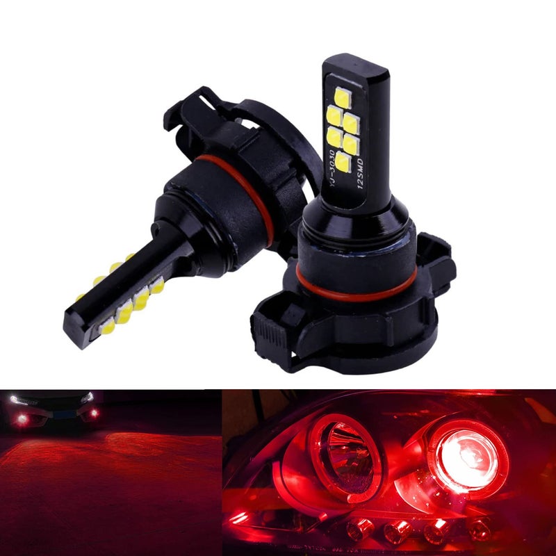 SOCAL-LED LIGHTING 2x H16 5202 LED Fog Light Bulb for Powersports Advanced 3030 SMD Bright Colorful Daytime Running DRL Lamp, Red - Image 1